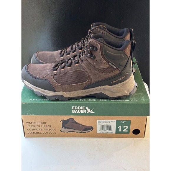 Eddie Bauer Other - Eddie Bauer Bonham Mens Outdoor Hiking Boots Brown Waterproof Leather Size 12 NE